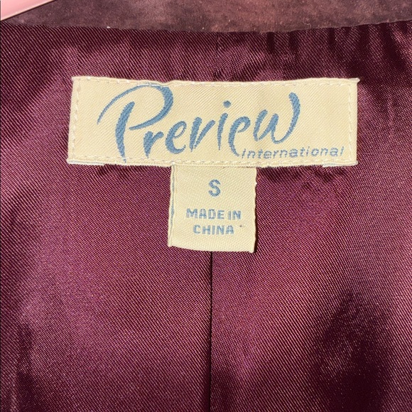 Burgandy Maroon Purple Preview International Suede Leather Jacket - Size Small - Picture 10 of 11